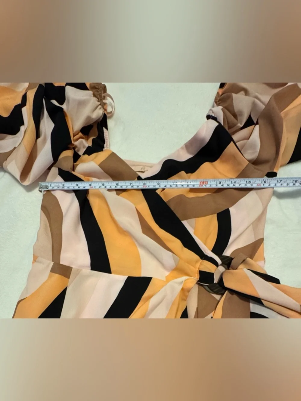 Anthropologie Hutch Women’s Mod Geo Wrap Mini Dress Puff Sleeves Size M - Picture 8 of 10